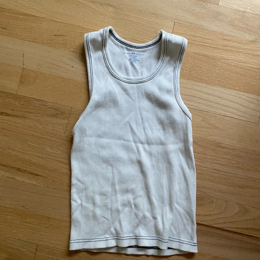 Brandy Melville contrast stitch white tank top, never worn
